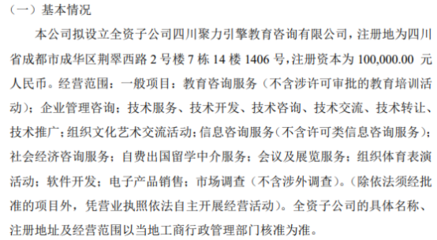 ST阳光通拟投资10万设立全资子公司 发力教育咨询与文化艺术交流
